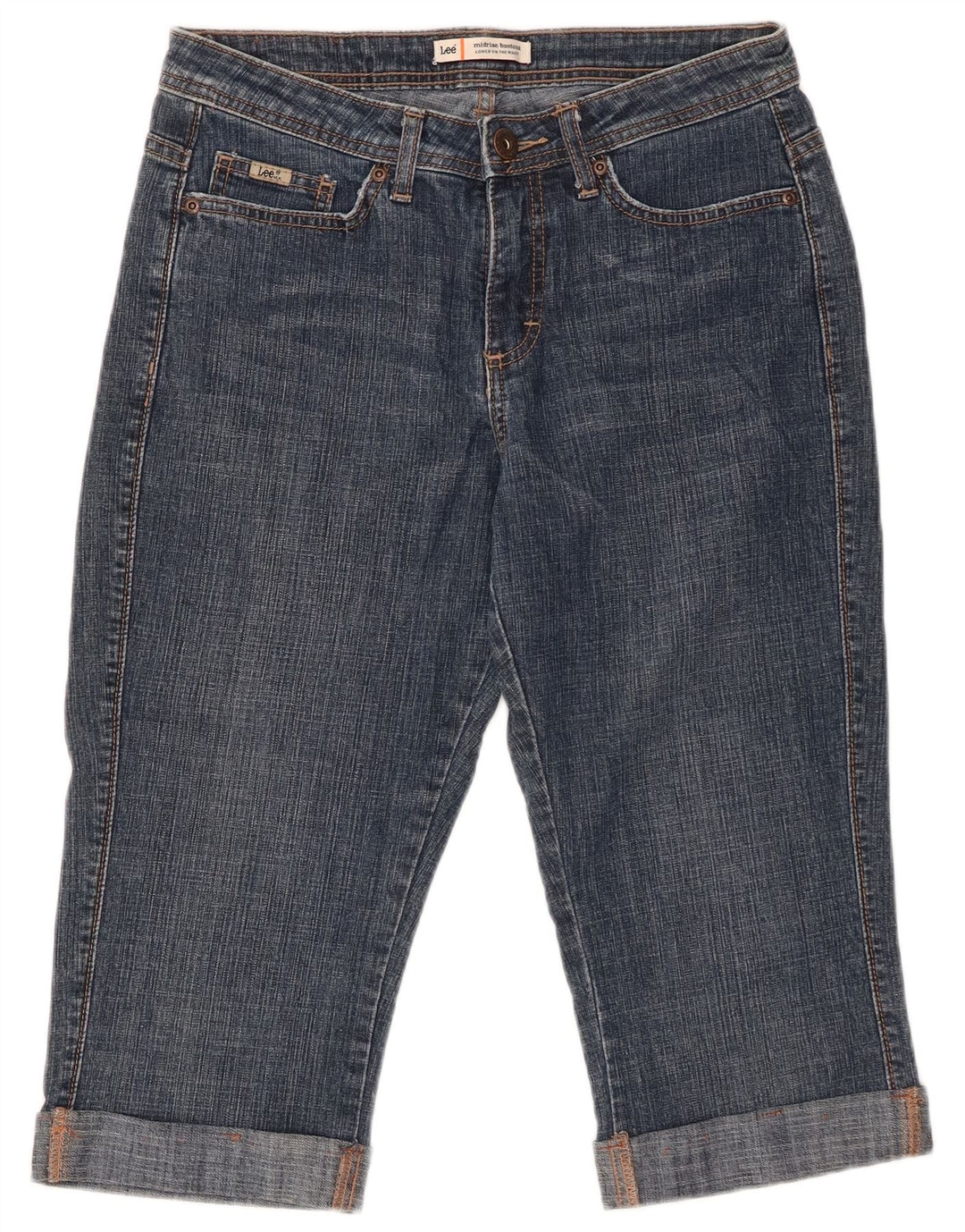 Jeans capri feminino de cintura média LEE EUA 8 médio W29 algodão azul