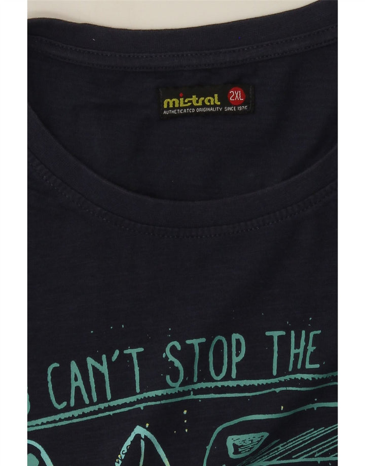 Camiseta gráfica masculina Mistral Top 2XL azul marinho