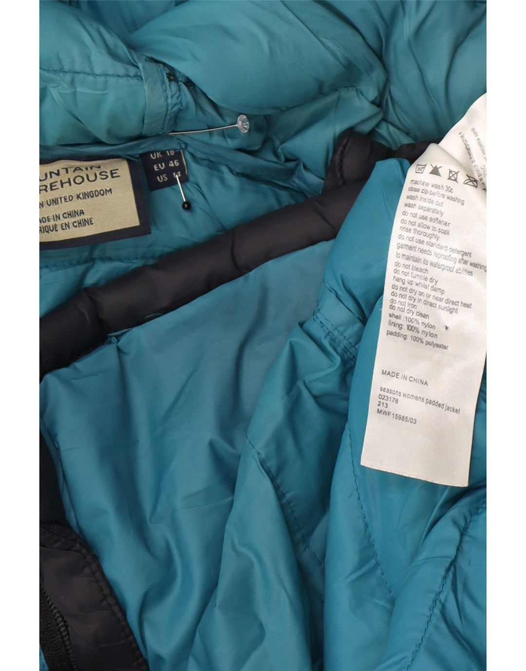 Jaqueta feminina acolchoada com capuz grande e capuz Mountain Warehouse UK 18 XL azul marinho