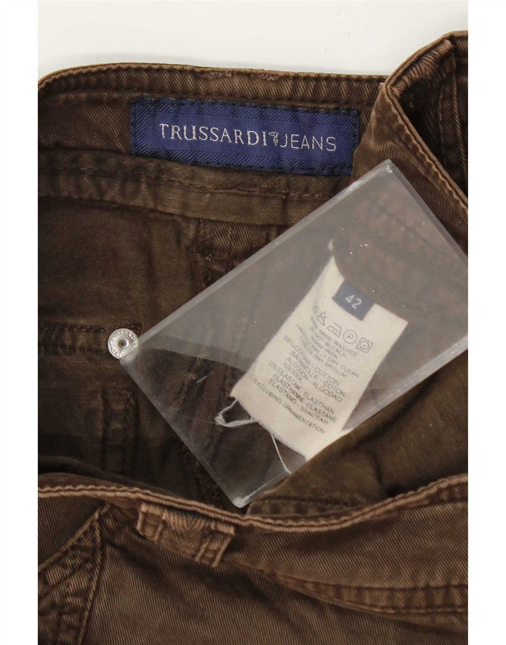 Saia jeans feminina Trussardi IT 42 médio W30 algodão marrom