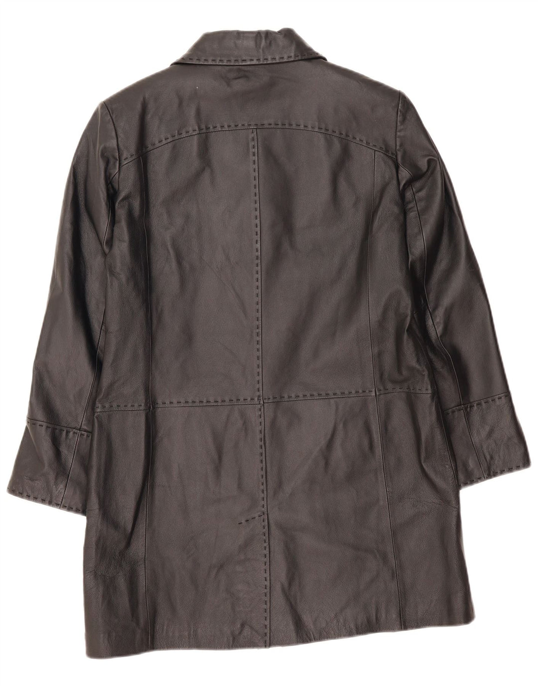 Casaco de couro feminino vintage Reino Unido 16 grande couro preto