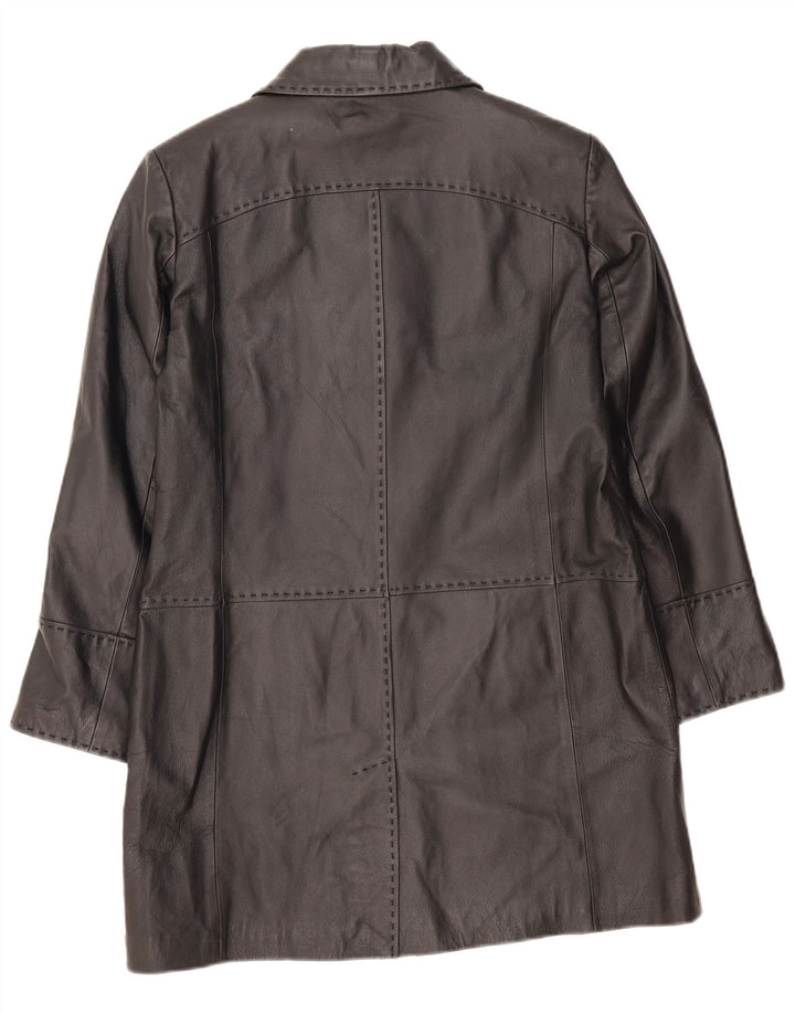 Casaco de couro feminino vintage Reino Unido 16 grande couro preto