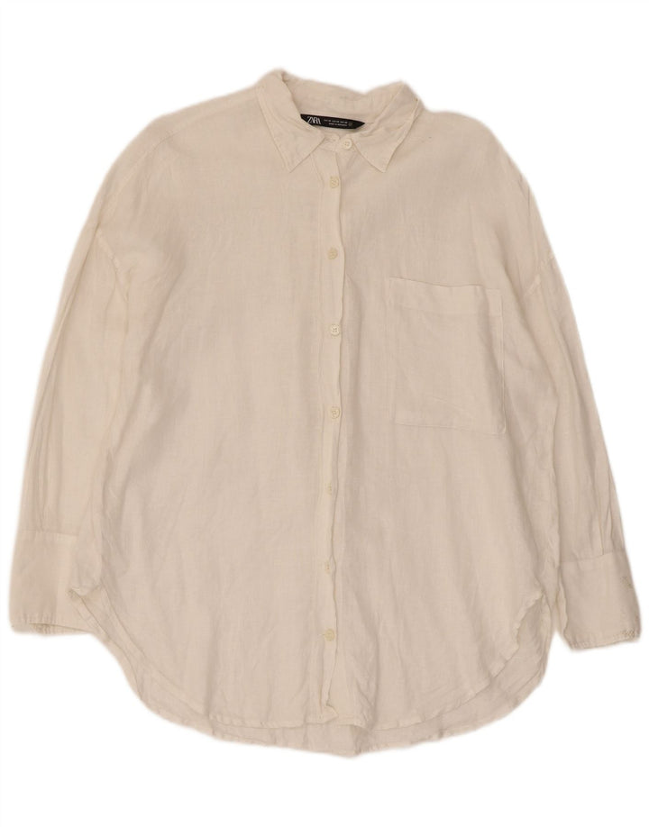 Zara Camisa Oversized Mulher UK 6 XS Branco