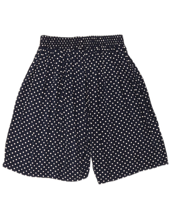 Shorts casuais femininos vintage grandes W32 algodão com bolinhas azul marinho