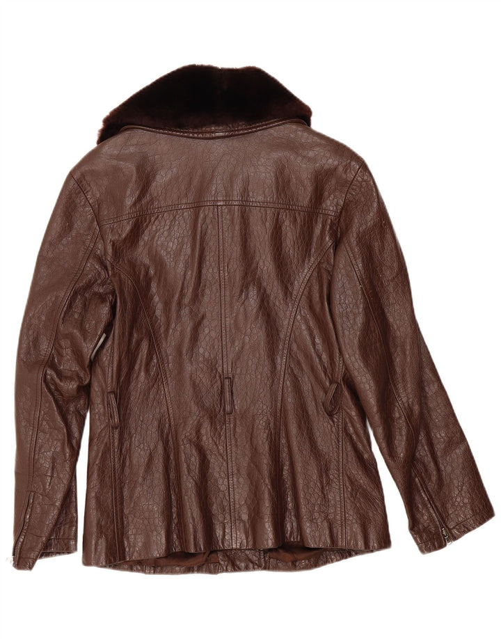 Jaqueta de couro feminina vintage IT 42 couro marrom médio