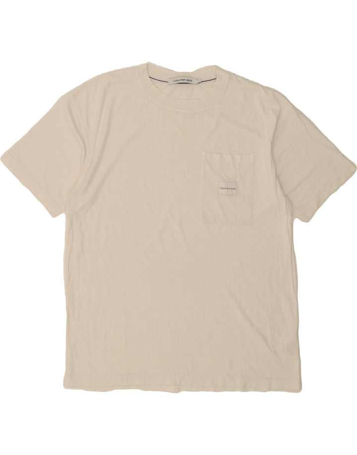 CALVIN KLEIN JEANS Mens T-Shirt Top XL White Cotton Vintage Calvin Klein Jeans and Second-Hand Calvin Klein Jeans from Messina Hembry 