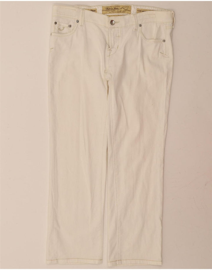 JACOB COHEN Womens Straight Casual Trousers W30 L28 Off White Cotton Vintage Jacob Cohen and Second-Hand Jacob Cohen from Messina Hembry 