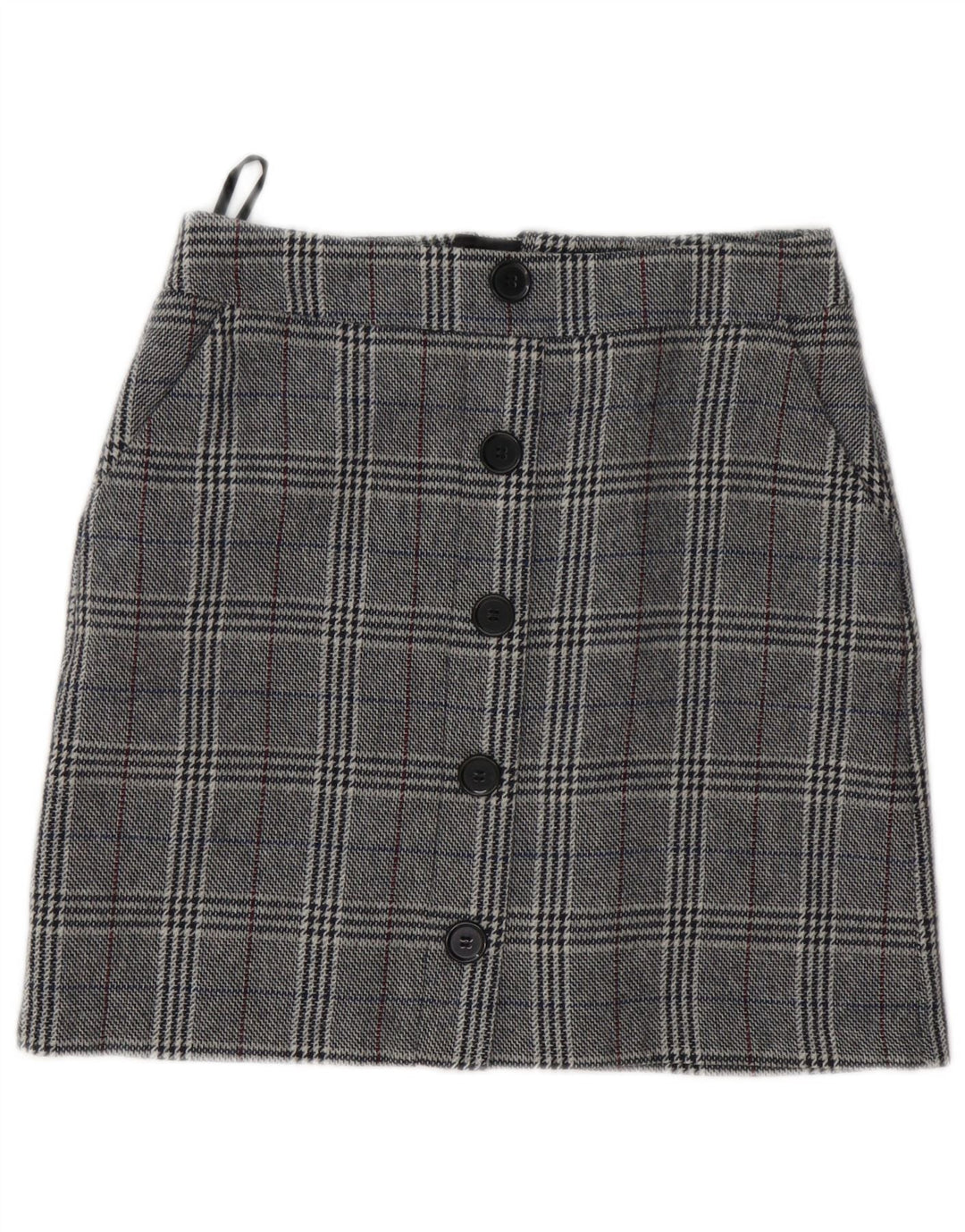 Minissaia feminina Marks & Spencer Reino Unido 8 pequena W28 cinza houndstooth acrílico