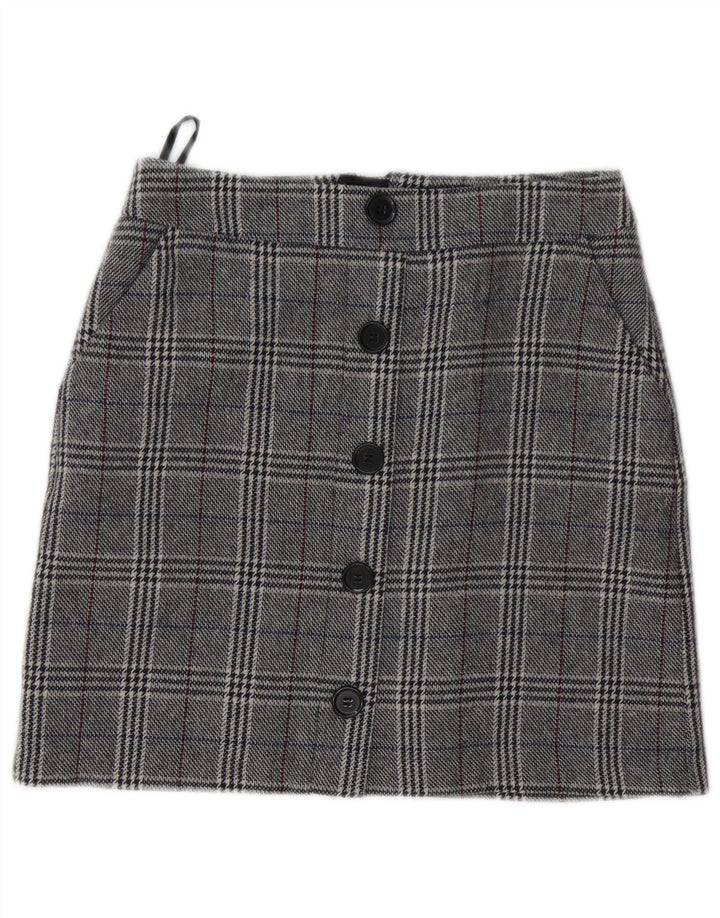 Minissaia feminina Marks & Spencer Reino Unido 8 pequena W28 cinza houndstooth acrílico