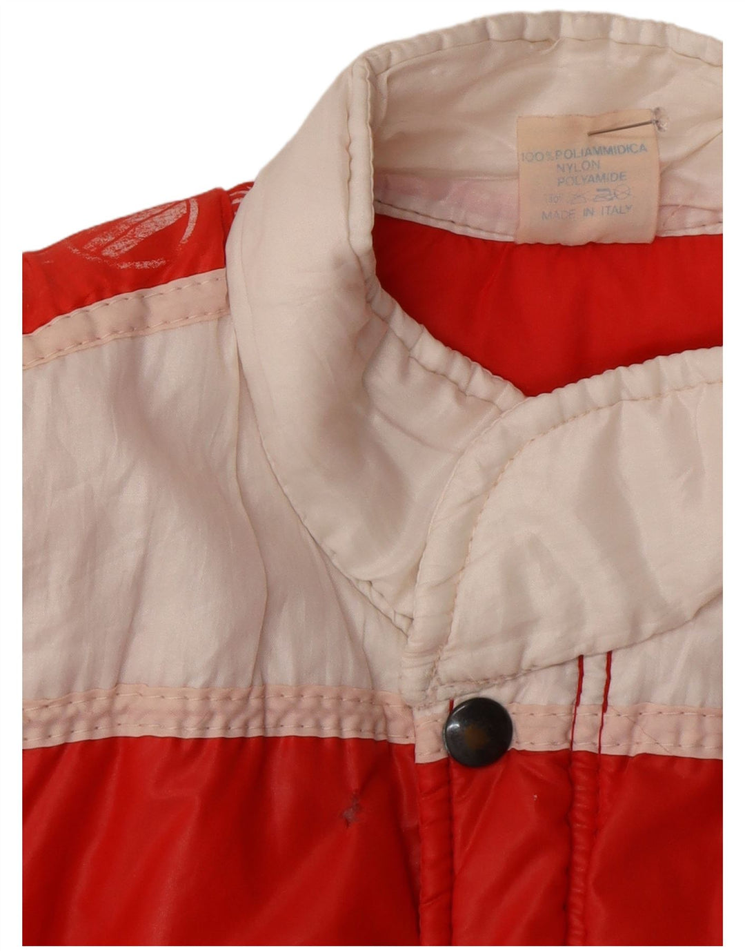 Colete acolchoado masculino vintage UK 36 poliamida colorblock vermelho pequeno