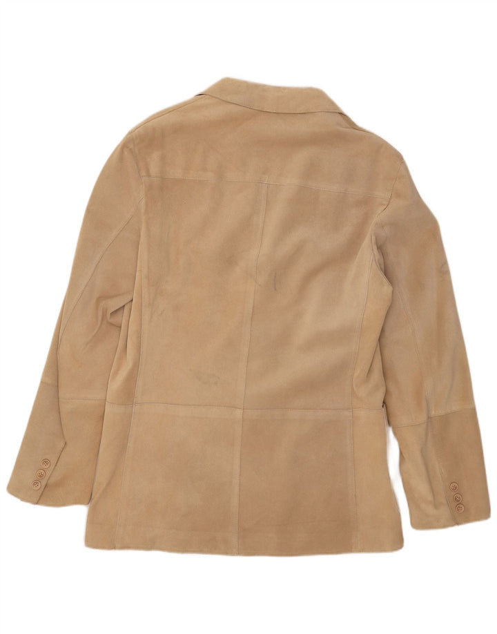 Jaqueta blazer masculina de camurça com 3 botões J.J.Scott IT 52 XL couro bege