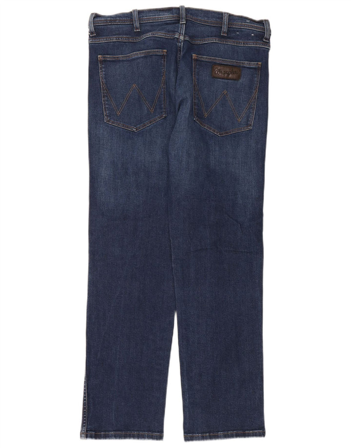 Wrangler Mens Straight Jeans W36 L32 Azul Algodão