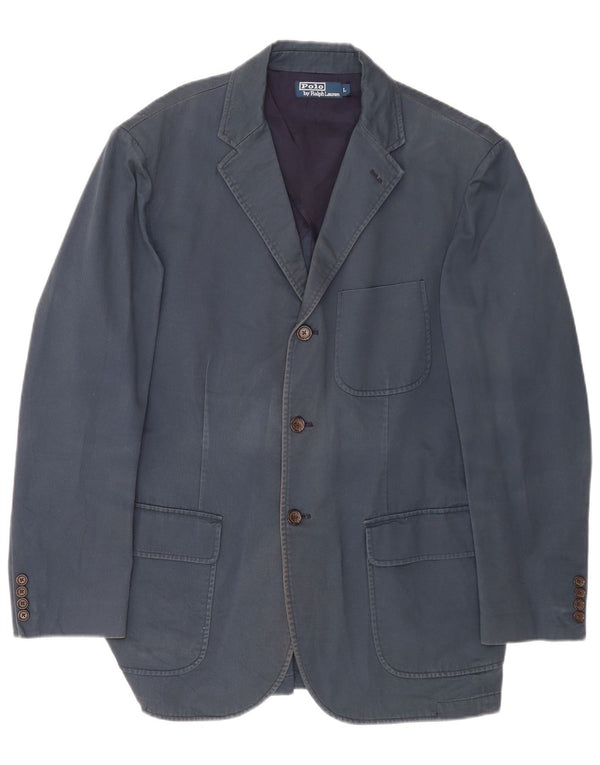 Jaqueta blazer masculina Polo Ralph Lauren com 3 botões Reino Unido 40 grande algodão azul marinho