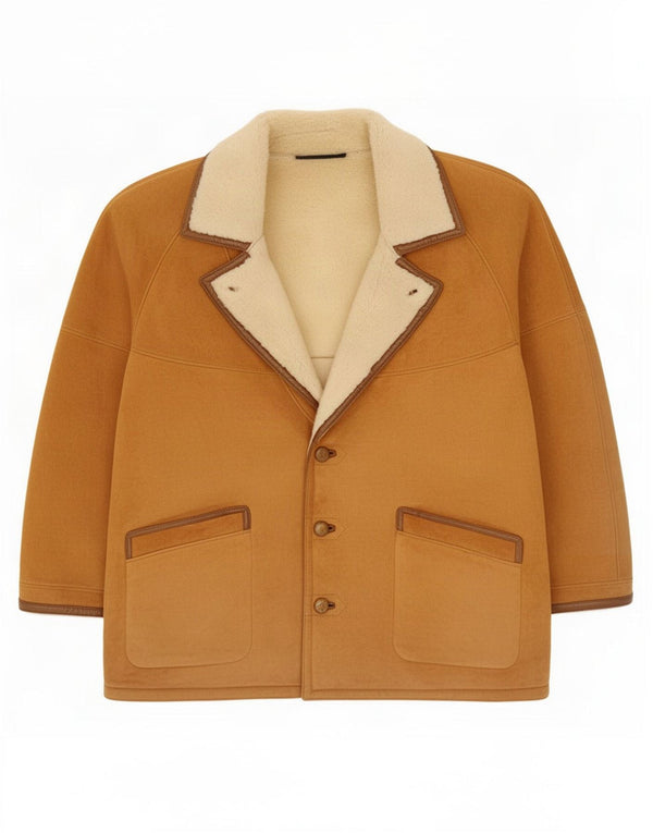 Jaqueta masculina vintage Shearling IT 56 3XL marrom