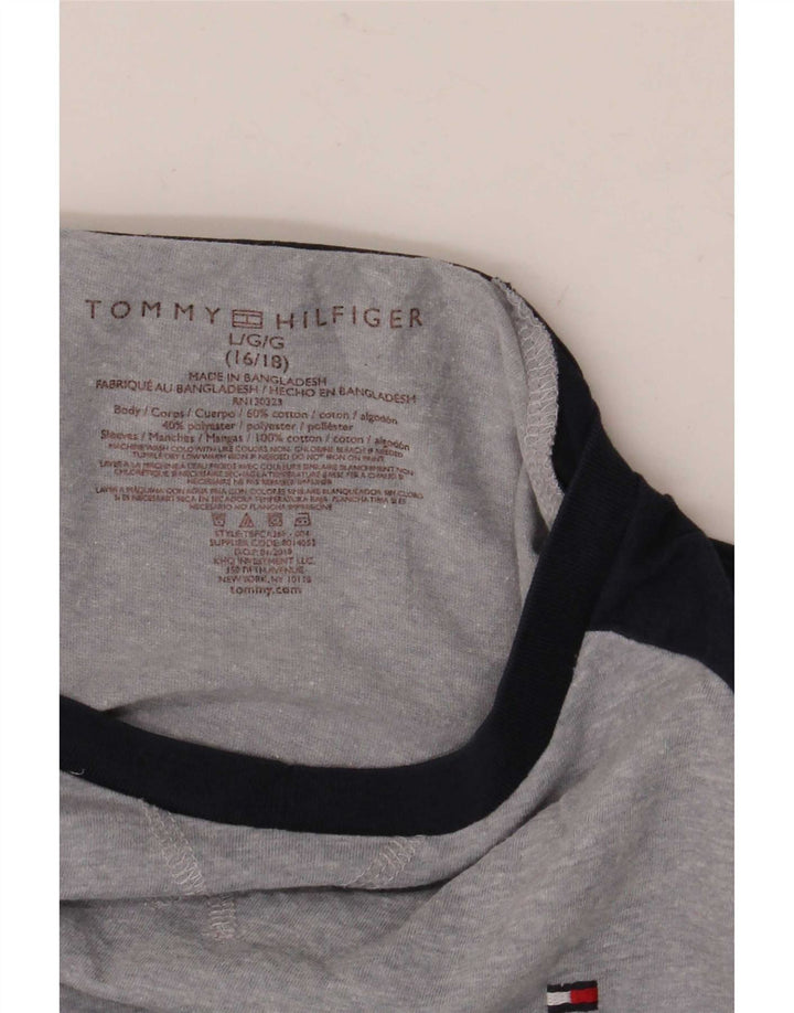Tommy Hilfiger Meninos Top Manga Comprida 15-16 Anos Grande Bloco De Cores Cinza