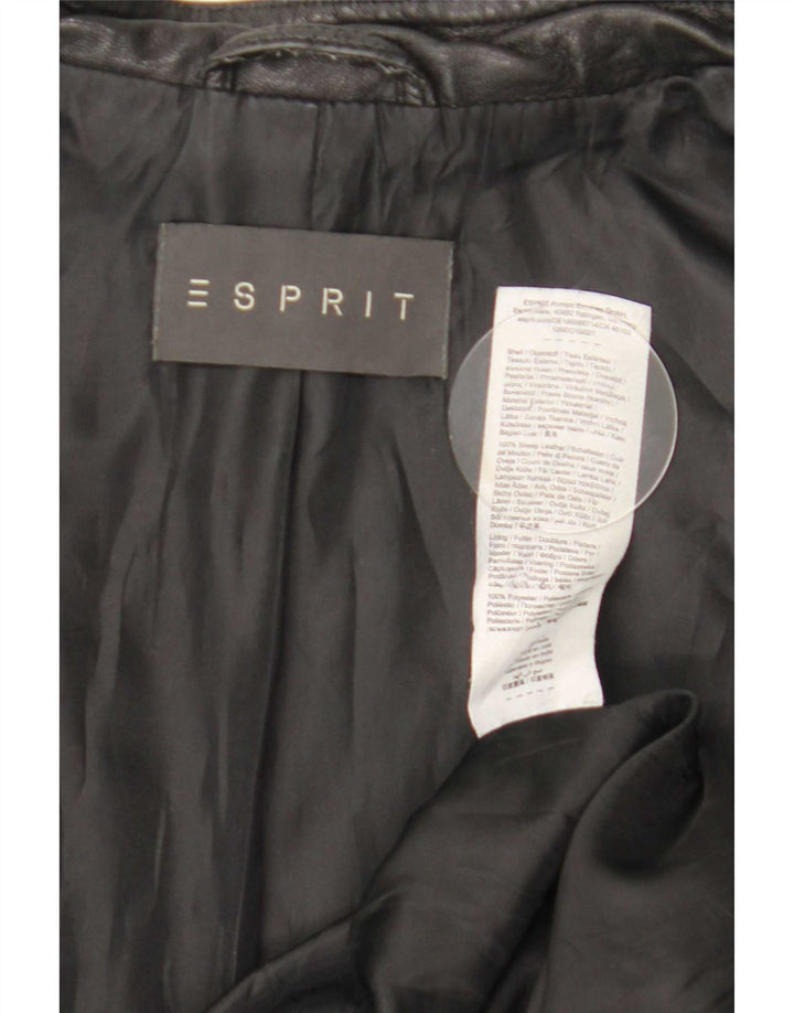 Jaqueta feminina de couro Racer Esprit Reino Unido 16 grande couro preto