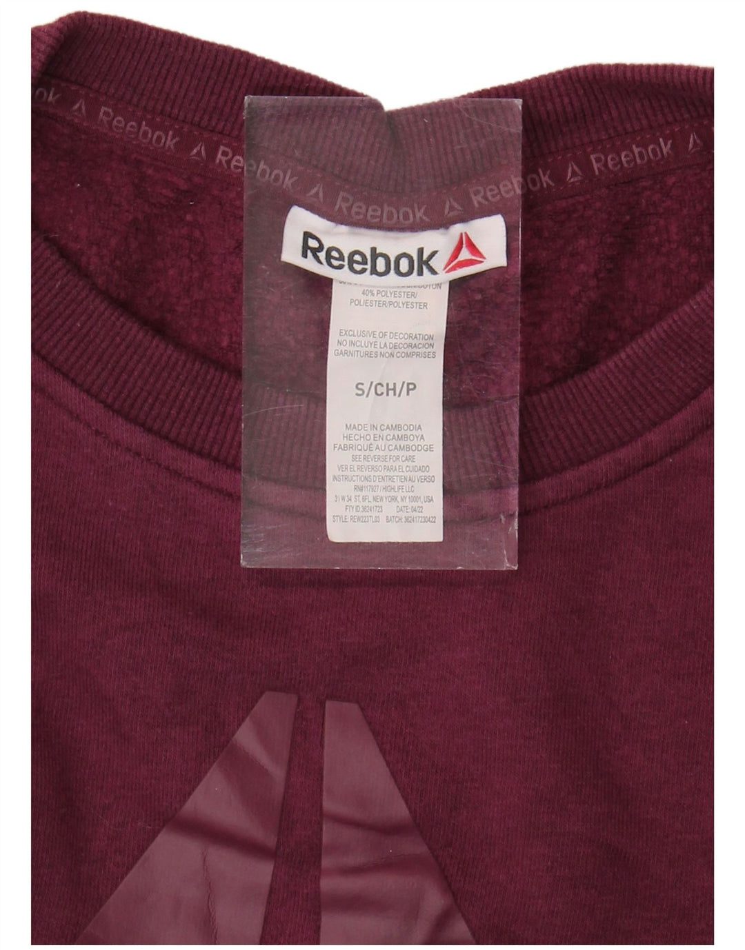 Reebok feminino gráfico oversized moletom jumper reino unido 10 pequeno marrom algodão