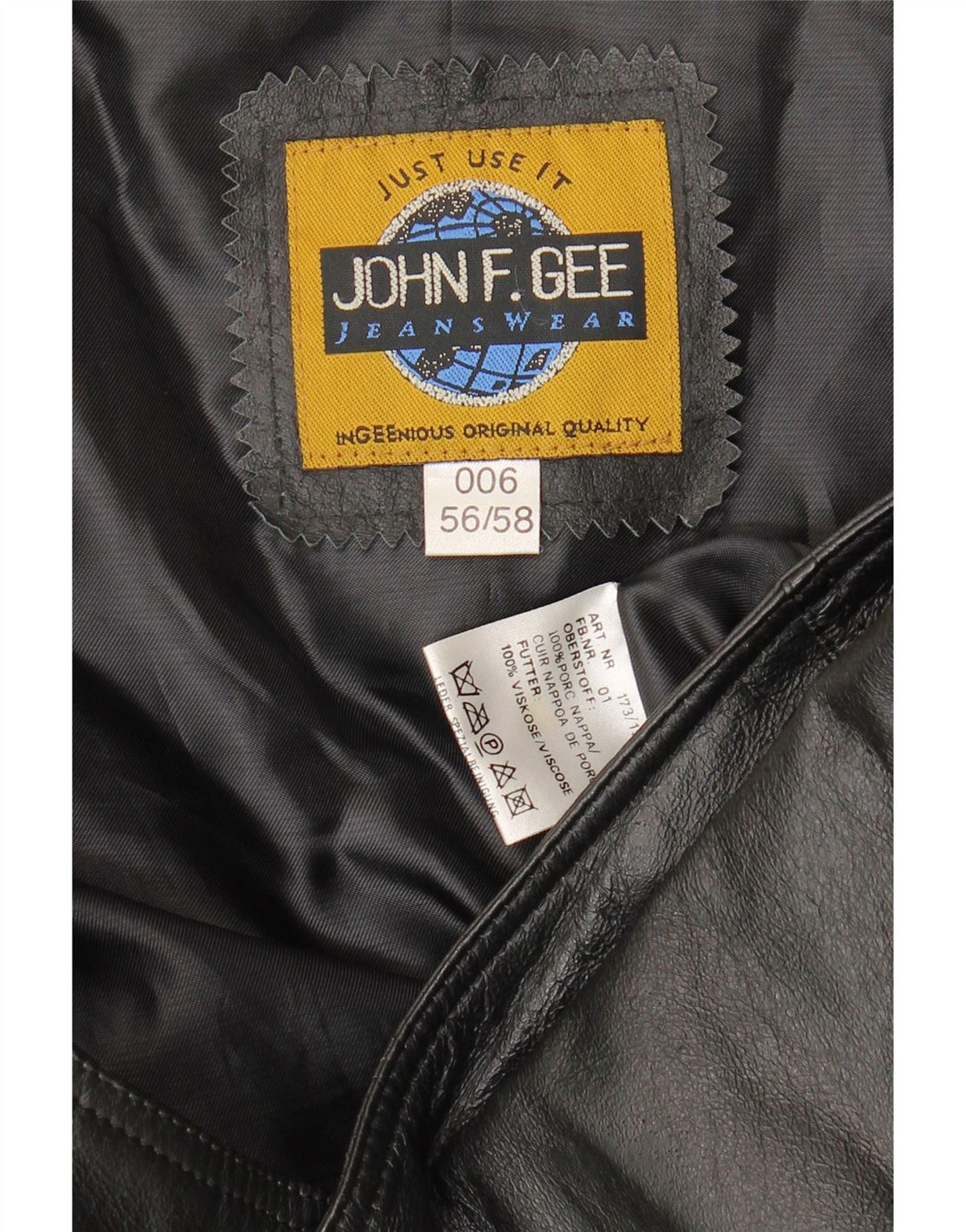 Colete de couro masculino JOHN F GEE IT 56 2XL couro preto