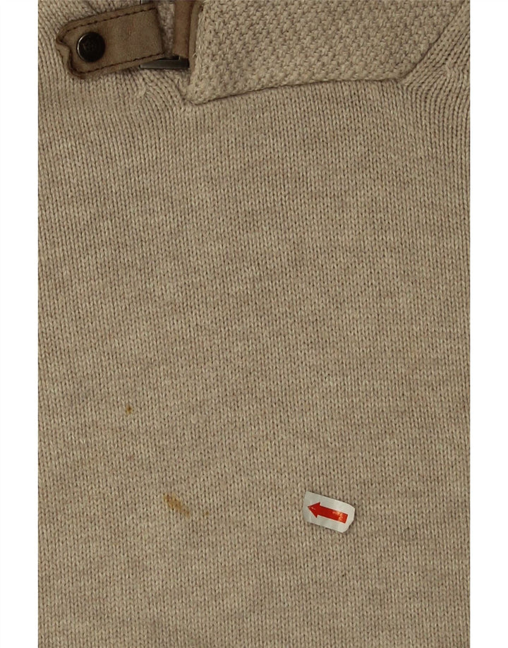 Suéter masculino Massimo Dutti com gola xale, algodão bege grande