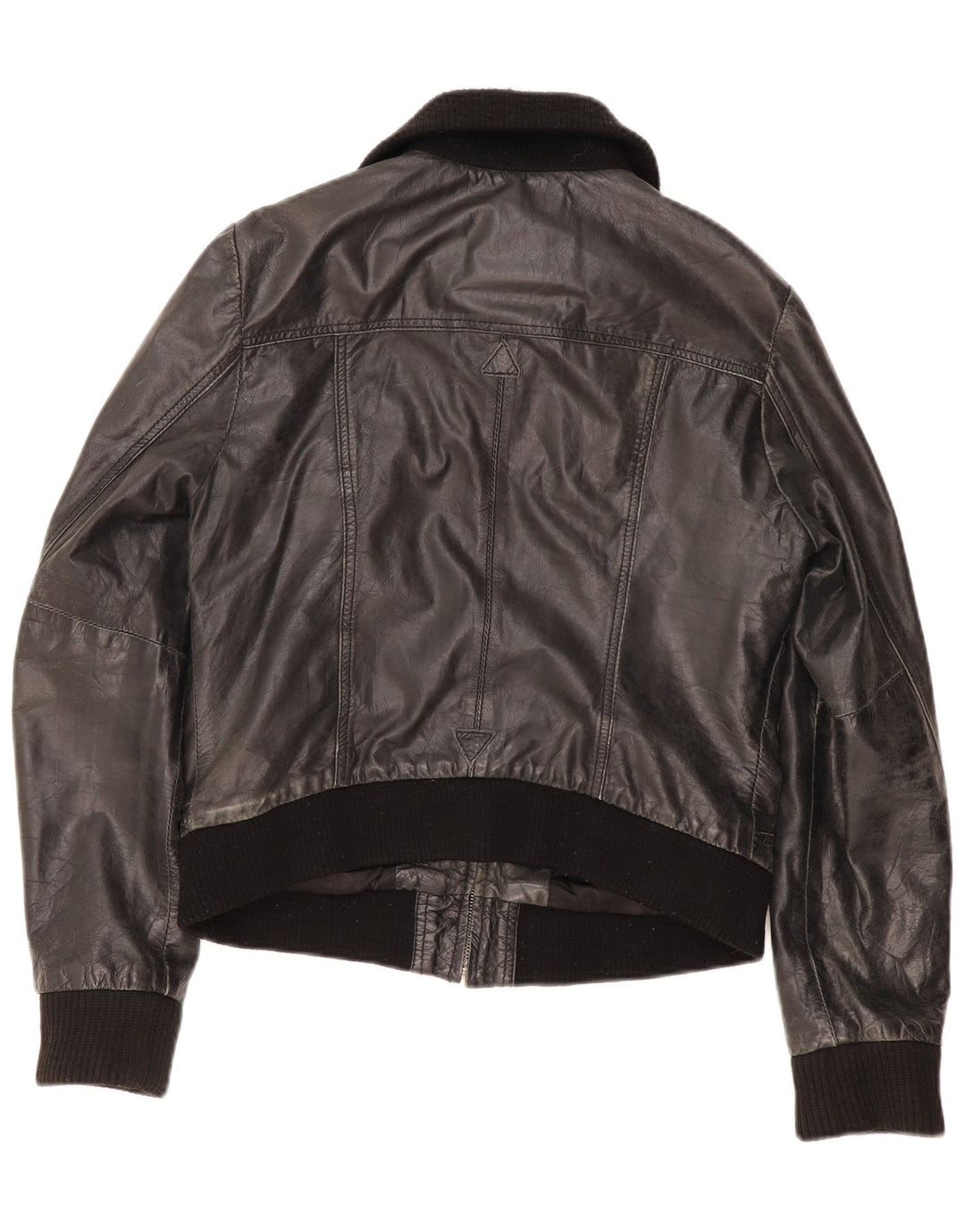 Jaqueta de couro vintage para meninos 13-14 anos XL couro preto