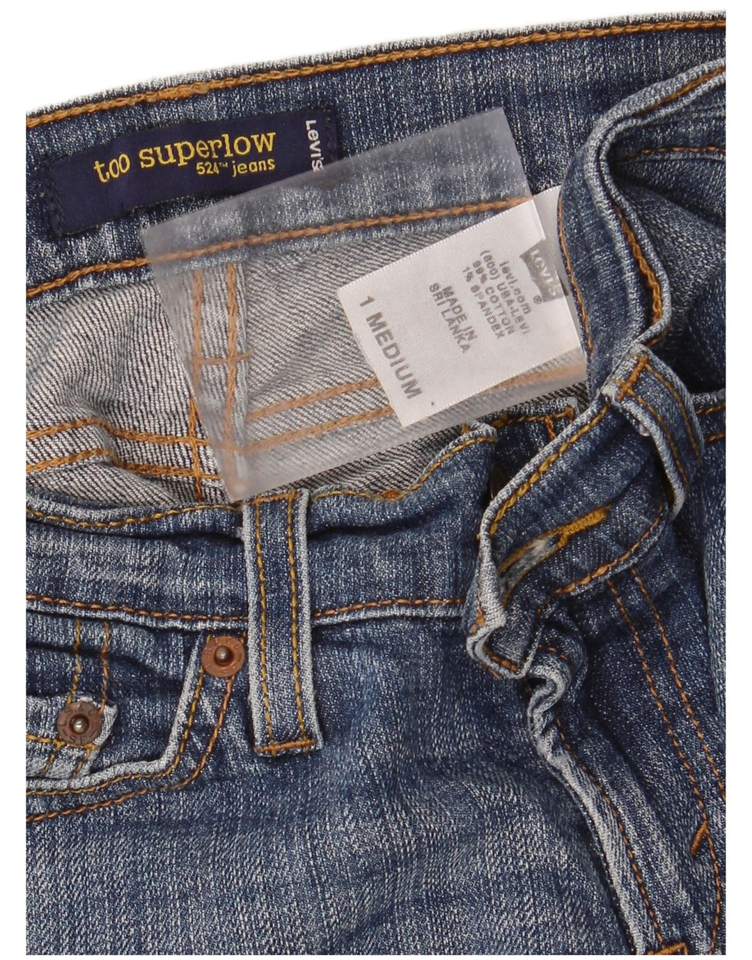 Calça jeans feminina Levi's 524 Too Superlow skinny US 1 XS W28 L32 azul algodão