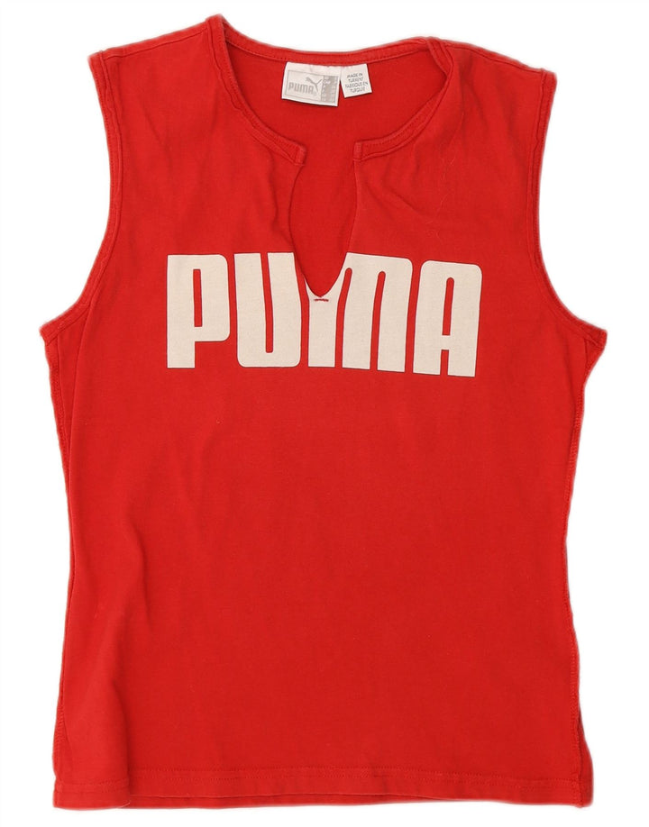 Puma Womens Graphic Vest Top UK 10 Pequeno Algodão Vermelho