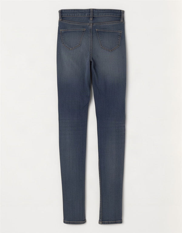 Calça jeans skinny feminina Hollister com cintura alta desgastada US 0 XS W24 L25 azul