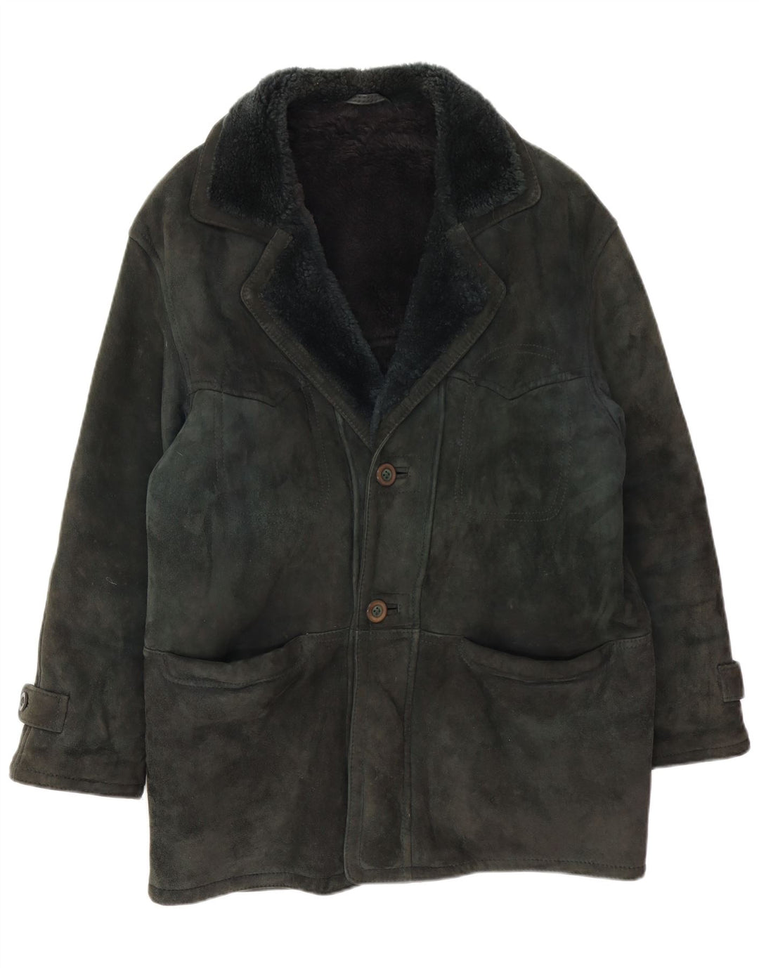 Jaqueta masculina vintage Shearling IT 48 verde médio