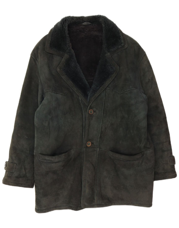 Jaqueta masculina vintage Shearling IT 48 verde médio
