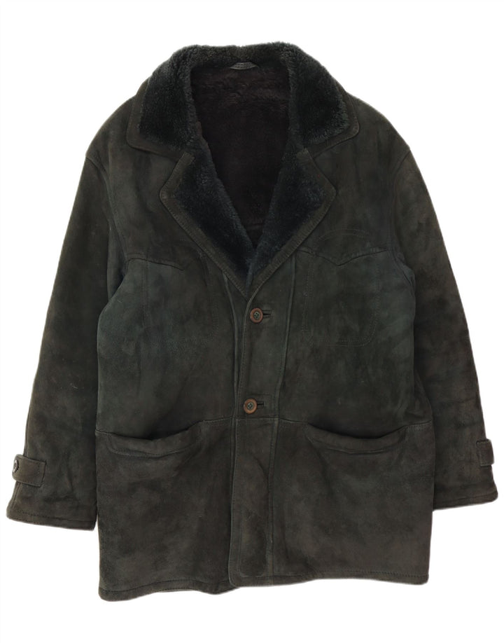 Jaqueta masculina vintage Shearling IT 48 verde médio