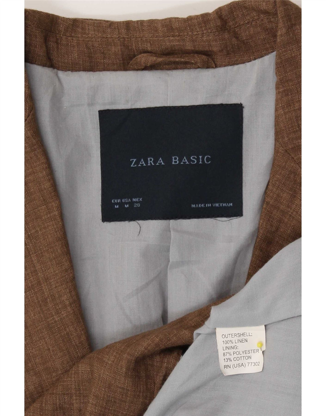 Jaqueta blazer feminina Zara com 1 botão Reino Unido 14 linho marrom médio