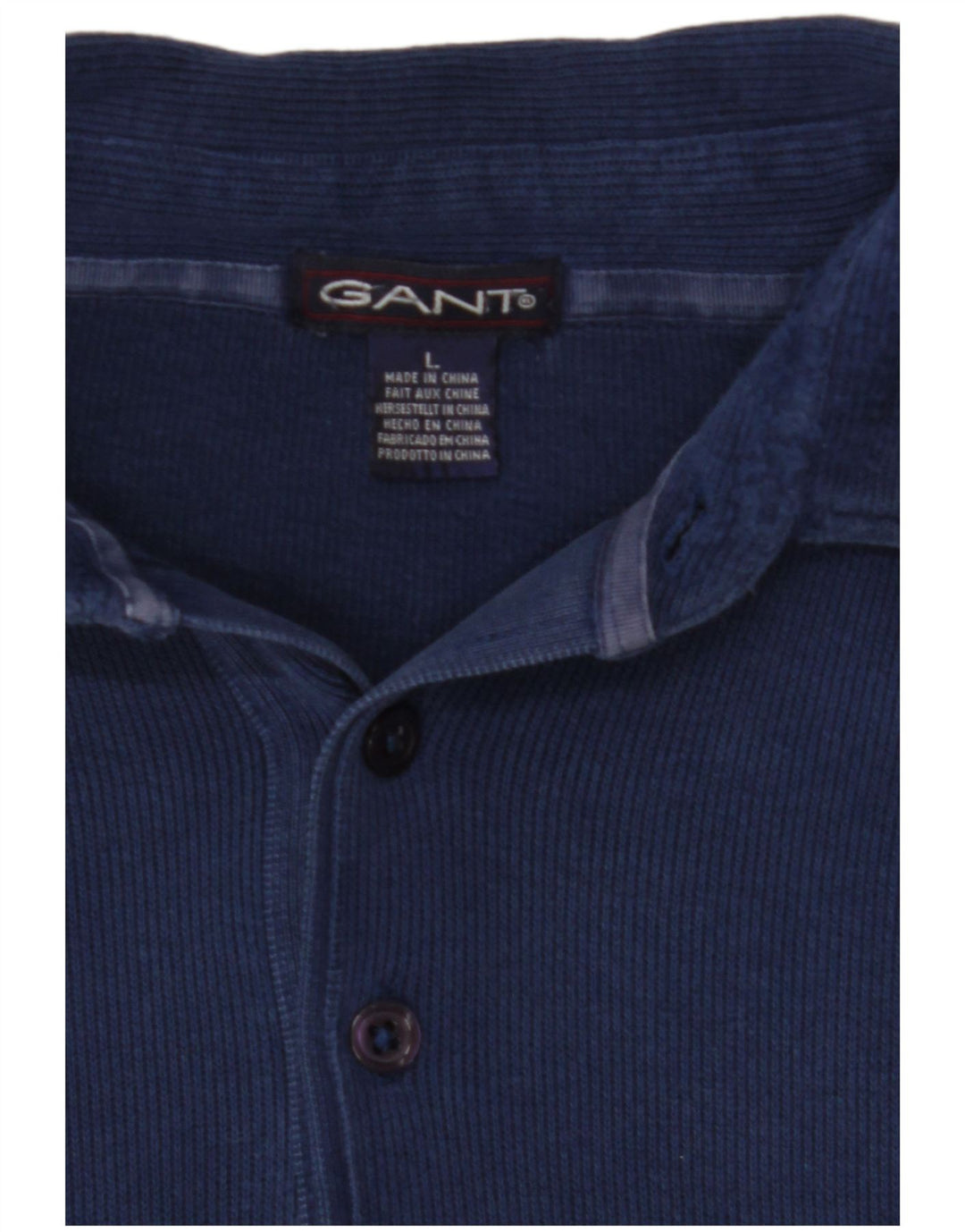 Suéter masculino GANT com gola polo grande algodão azul marinho