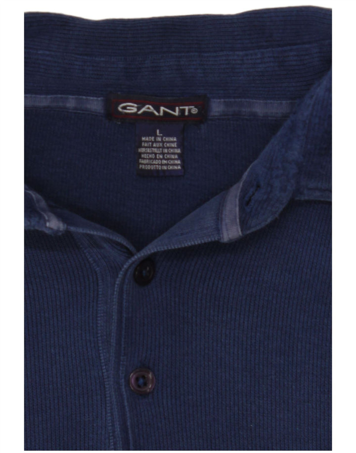 Suéter masculino GANT com gola polo grande algodão azul marinho