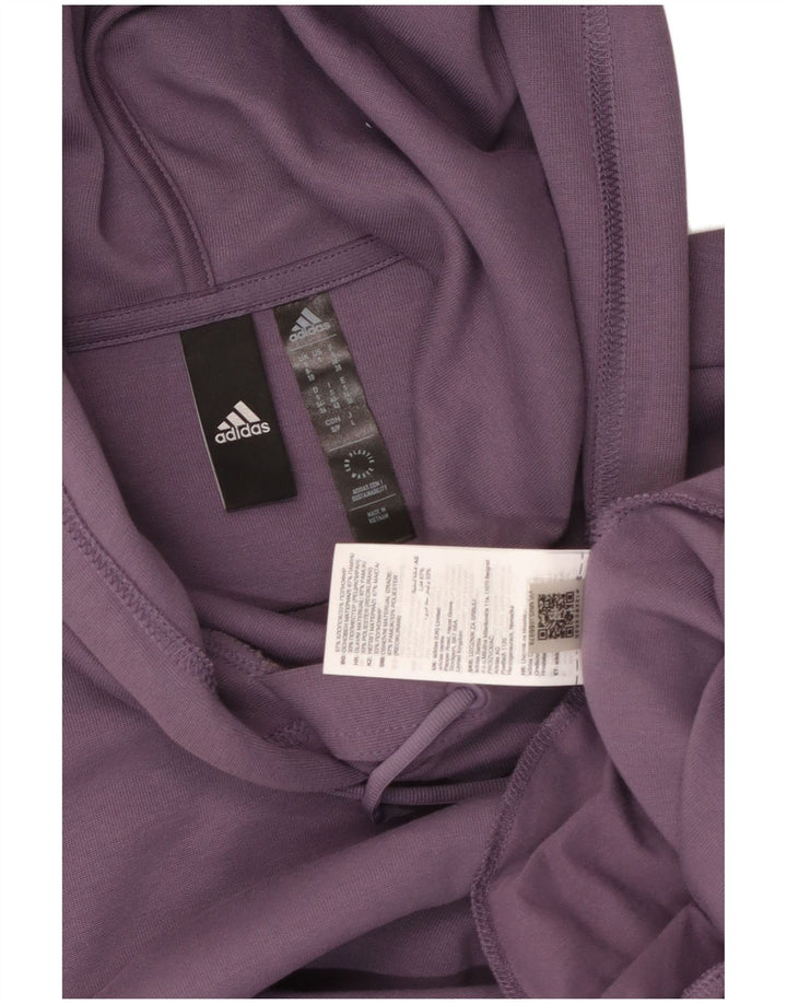 ADIDAS Womens Oversized Hoodie Jumper UK 8/10 Pequeno Roxo Algodão