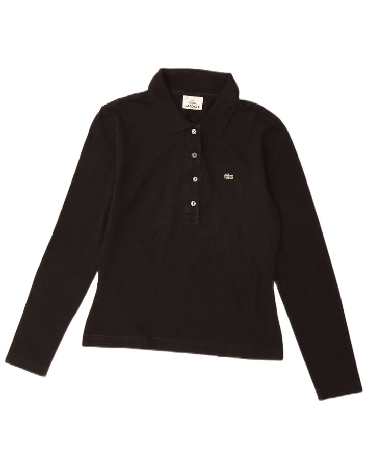 Camisa polo feminina de manga comprida Lacoste tamanho 40 algodão preto médio