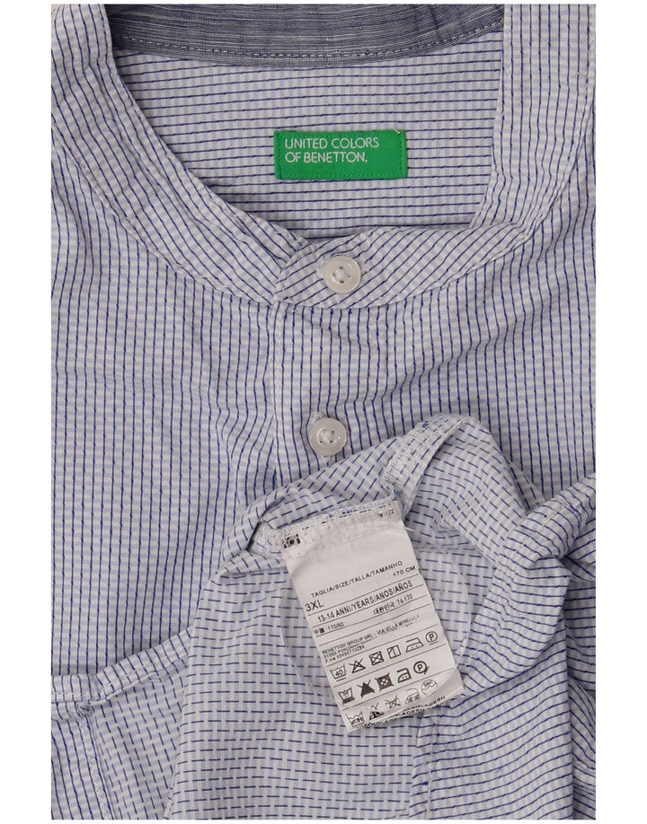 Camisa masculina BENETTON 13-14 anos 3XL algodão xadrez azul