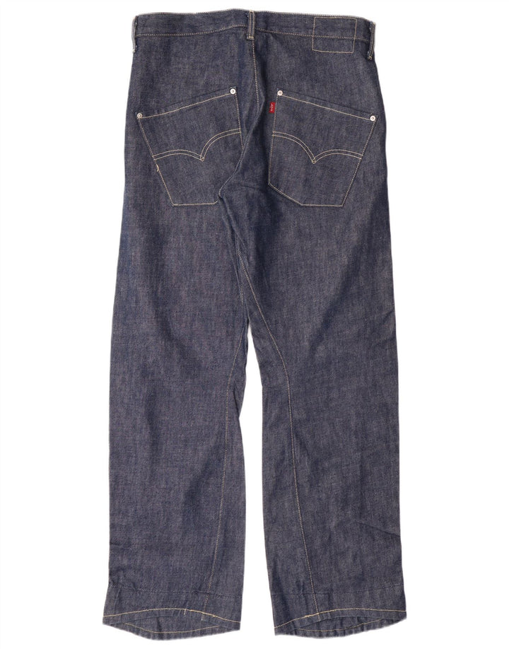 LEVI'S Masculino 501 Straight Jeans W32 L30 Azul Algodão Clássico