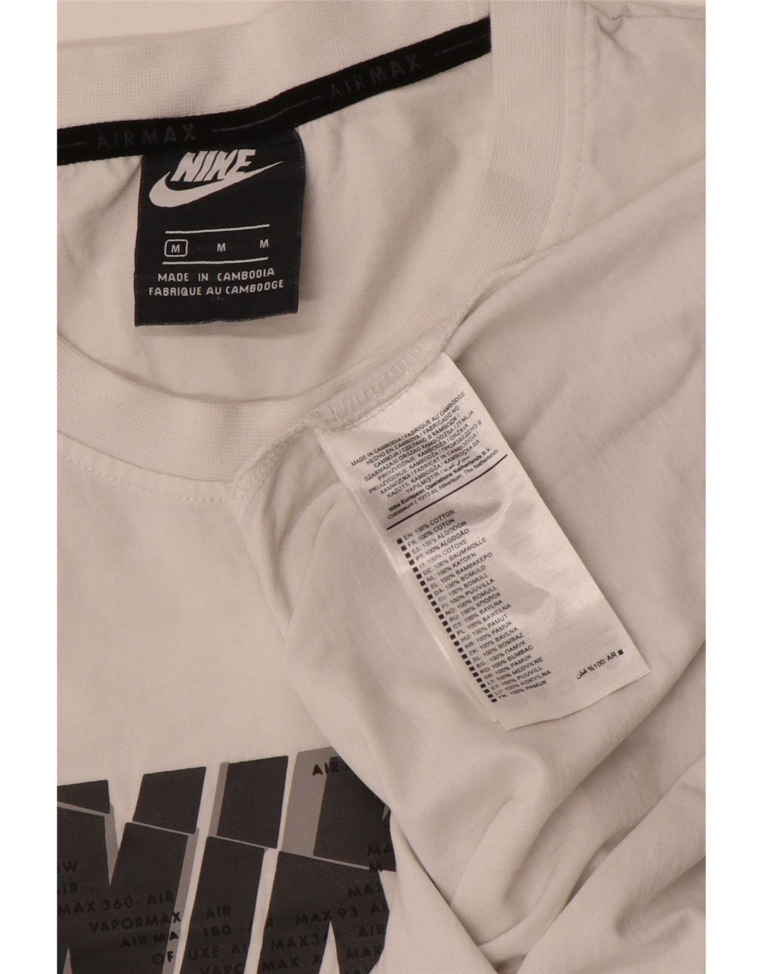 Camiseta Nike masculina Air Max Graphic Top médio algodão branco