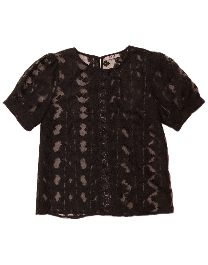 Blusa feminina DADA UK 14 grande preta floral