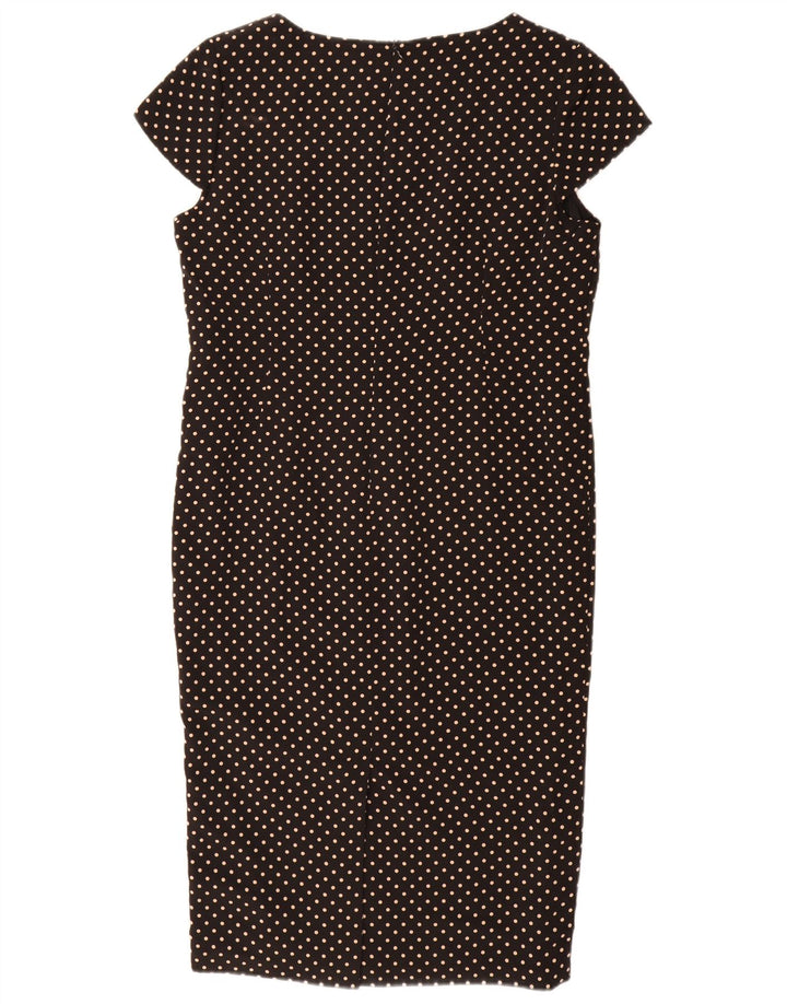 Vestido feminino Minuet com bainha UK 16 grande poliéster preto de bolinhas