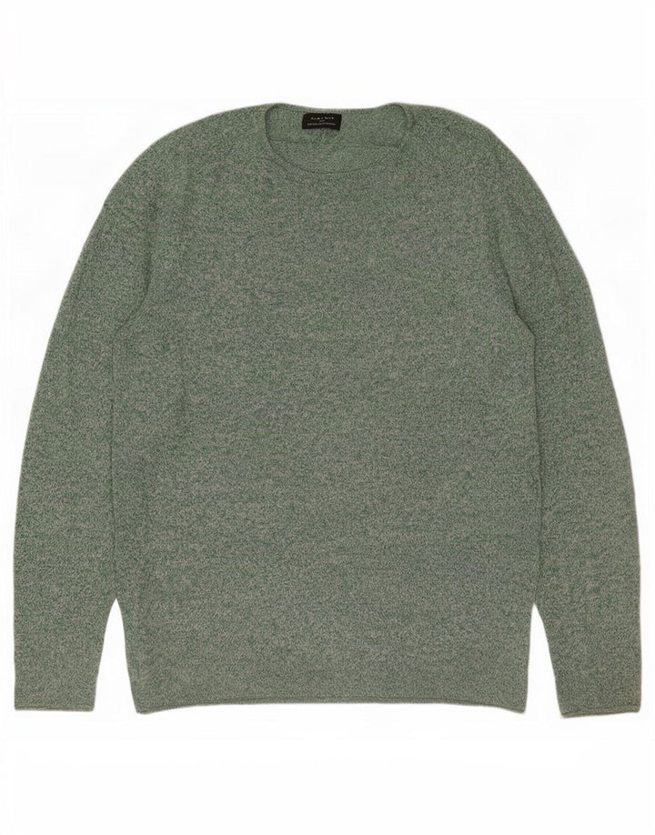 Zara Suéter masculino com gola canoa grande verde manchado
