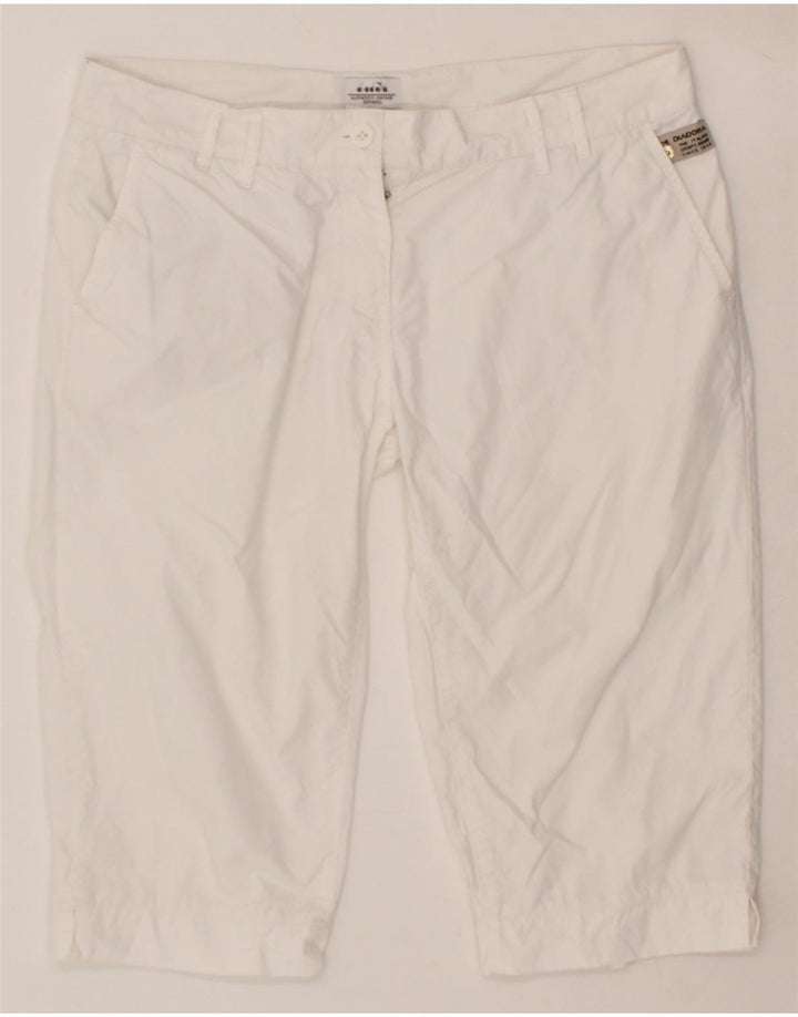 DIADORA Womens Bermuda Shorts UK 14 Large W34  White Cotton Vintage Diadora and Second-Hand Diadora from Messina Hembry 