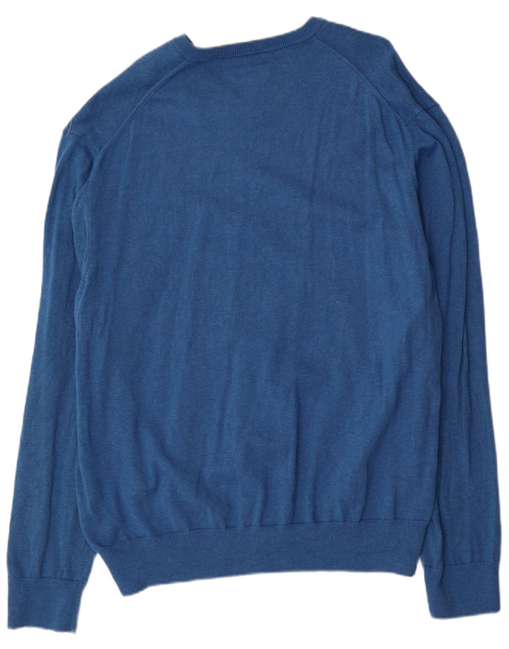 Suéter masculino Marks & Spencer com decote em V 3XL algodão azul