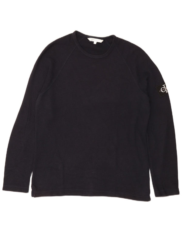 Suéter masculino Calvin Klein Jeans com gola redonda pequeno azul marinho