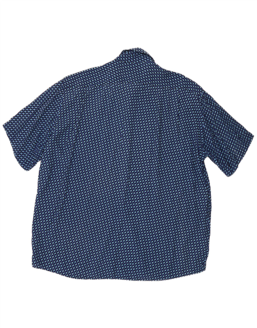 Camisa masculina vintage de manga curta 2XL azul geométrica