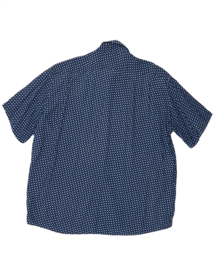 Camisa masculina vintage de manga curta 2XL azul geométrica