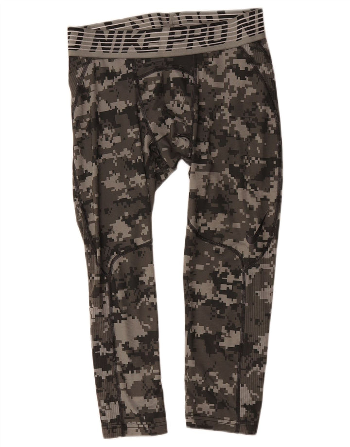 Nike Mens Graphic Capri Leggings Médio Cinza Camuflagem Poliéster