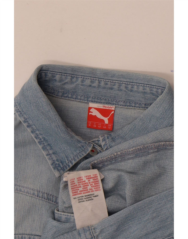 Camisa jeans feminina Puma UK 12 algodão azul médio