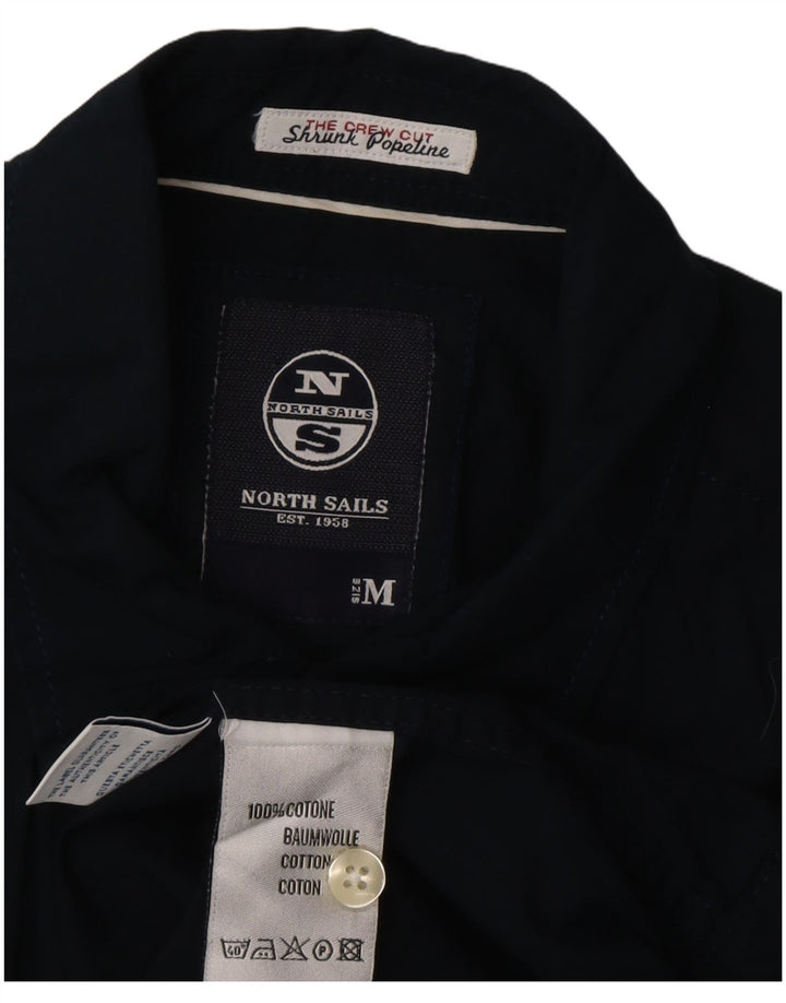 Camisa masculina estampada de manga curta North Sails algodão azul marinho médio
