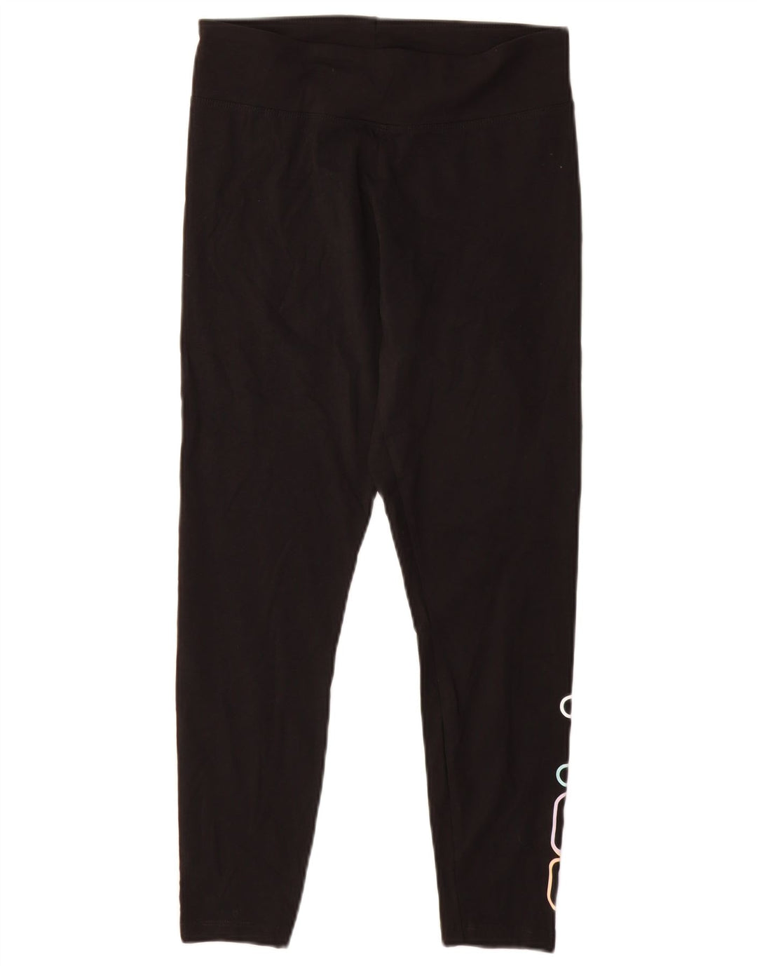 FILA Womens Graphic Leggings UK 12 Medium Black Cotton